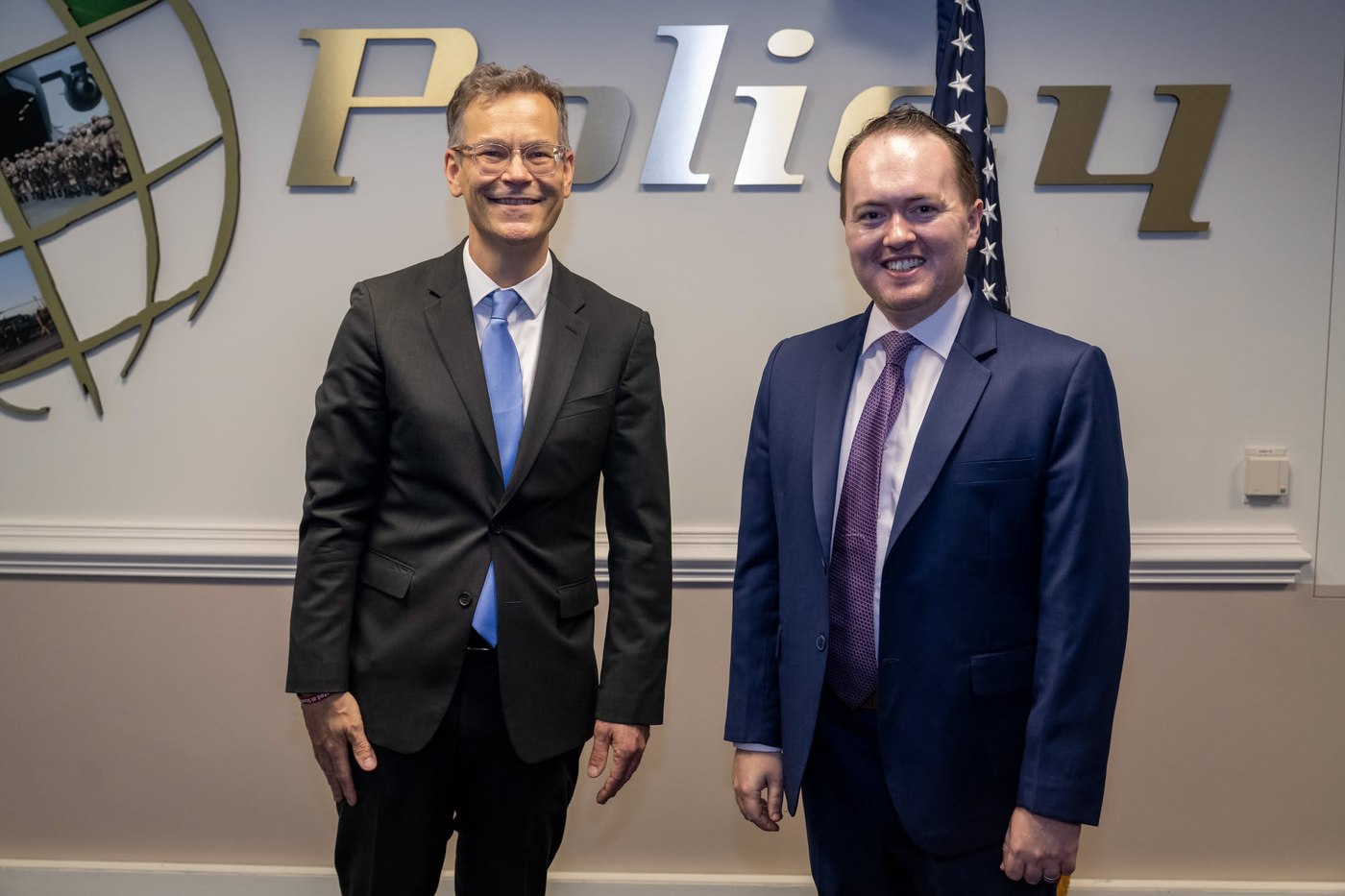 Standing with Under Secretary of Defense for Policy Colin Kahl at the Office of the Under Secretary of Defense for Policy