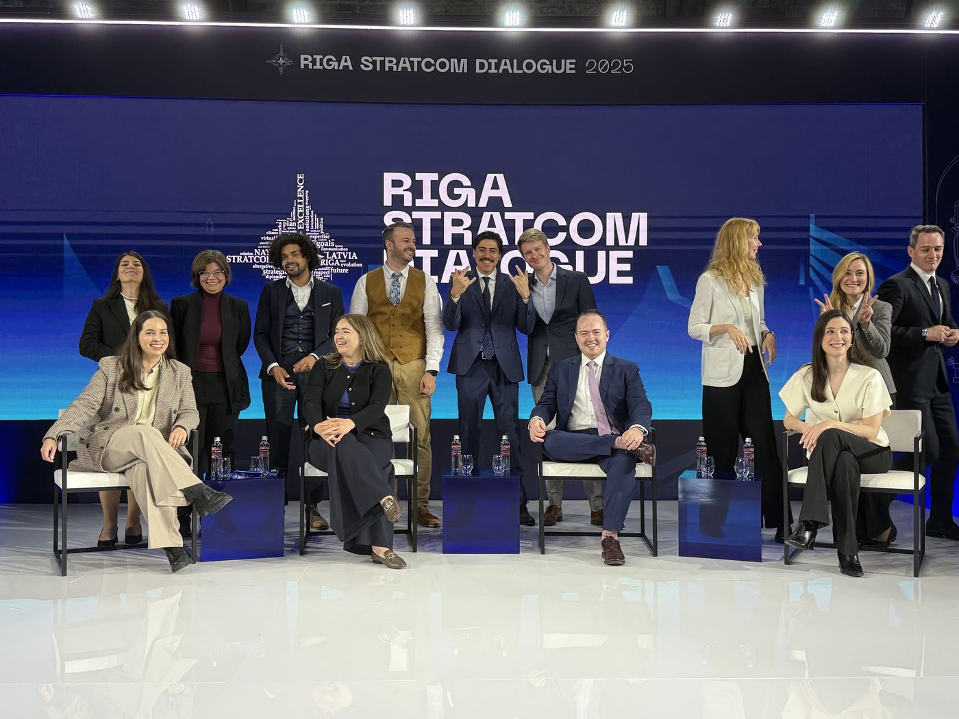 The DFRLab team on stage at the Riga StratCom Dialogue